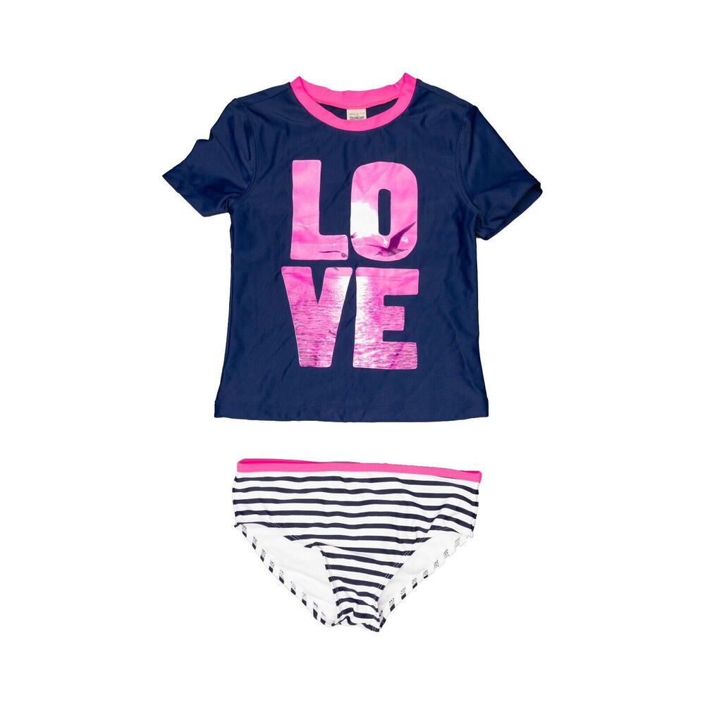 OshKosh Girls Rash guard Two Piece Swimsuit Set Striped Multicolor Size 7